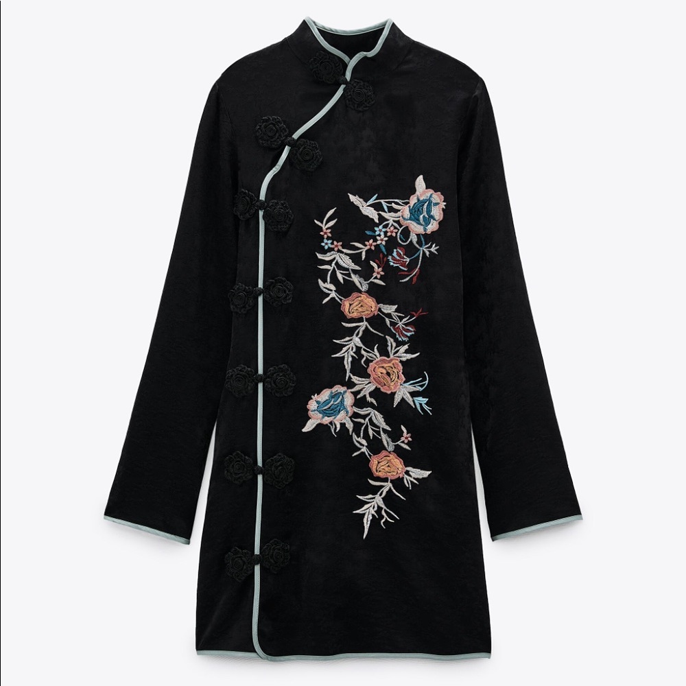 ZARA Embroidered Jacquard Dress